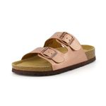 Cushionaire Women's Lane Cork Footbed Sandal With +Comfort, Gold, 8.5