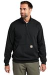 Carhartt Men's Loose Fit Midweight Quarter Zip Mock Neck Sweatshirt, Black, M