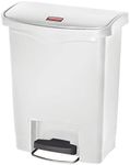 Rubbermaid Commercial Products Slim Jim Step-on Resin Front Step Waste Receptacle Bin 30 Litre White 1883555