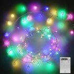 GOiECHvA Fairy Lights Battery Operated, 5.2Ft 80LED Cluster Lights Waterproof Firecracker Starry String Lights for DIY Wreath Home Weeding Indoor Outdoor Christmas Decorations, Multicolor（No Remote）