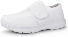 Hawkwell Women's Strap Lightweight Healthcare Nursing Shoes Comfortable Slip Resistant Work Shoes,White Synthetic,9 M US