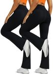 Boerfmian Flare Leggings for Women with Pockets 2pack High Waisted Crossover Flare Leggings Bootcut Yoga Pants, Black-black, XL