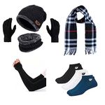 Winter Knit Neck Warmer Scarf and Set Skull Cap for Men Women/Winter Cap for Men(with Freebies) (C10)