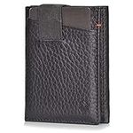 DONBOLSO Wallet 2 I Slim Wallet with RFID Protection I 9 Card Slots for up to 13 Cards I I Genuine Leather Credit Card Holder for Men and Women I Black Grained Nappa