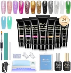 GAZEPLUS Poly Nail Extension Gel Set, 14 Colors Poly Gel Starter Kit With Base Top Coat for Nail Art Design