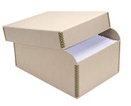 Lineco, Photo Storage Box with Metal Edge, Holds 1000 3x5 or 4x6 inch Pictures, Archival Box with 12 Acid-Free Photo Envelopes, Tan, 7.9x10.9x5.5 inch