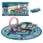 Xwin sportseries Kids Electric High Speed Slot Car Track Set with Large Play Mat - Battery Operated Racing Car with Roller Coaster Rails, Convertible City Map Storage Bag Educational Race Track Toy