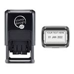 Personalised SD4U Self Inking Custom Word and Date Stamp - Black Ink with Custom Line of Text Above The Date and Dashes Below