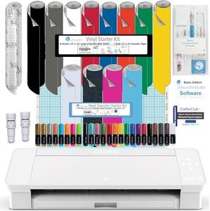 Silhouette Cameo 4 White Bundle with Vinyl Starter Kit, Heat Transfer Starter Kit, 2 Autoblade 2, 24 Pack of Pens, CC Vinyl Tool Kit, 130 Designs, and Access to Ebooks, Tutorials, & Classes