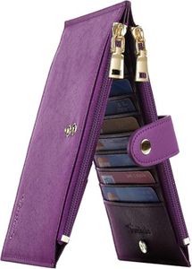 Travelambo Womens Walllet RFID Blocking Bifold Multi Card Case Wallet with Zipper Pocket (CH Purple Deep)