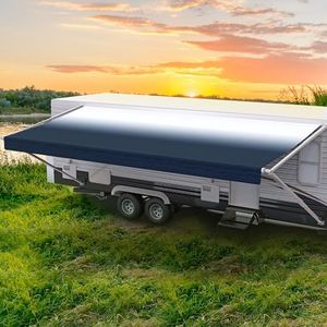 ShadePro - RV Awning Fabric Replacement - Premium Grade Weatherproof Vinyl - Universal Outdoor Canopy for Camper, Trailer, and Motorhome Awnings - Slate Blue Fade - 18' (Fabric 17' 2")