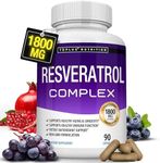 Resveratrol Supplement 1800 mg Antioxidant Complex - Highly Potent Natural Trans-Resveratrol Pills for Healthy Aging, Overall Health Support, Immune System, Brain Function, for Men Women, 90 Capsules