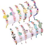 VIRIDIANA 12 PCS Cute Friendship Bracelets Bulk for Girls, Unicorn, Panda, Ice Cream Bracelets Dtring Handmade Bracelets kids jewelry for Little Girls Birthday Carnivals Party favor