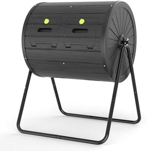 DRATO Compost Bin Outdoor 37.5 Gallon All-Season Dual Chamber Tumbling for Garden, Kitchen, Yard, Outdoor (Black)