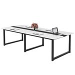 TEKAVO Large Office Table | Conference Table | Meeting Table for 8 People|Executive Table for Office | Large Computer Table Desk | 240 cm Long X 120 cm Wide | (8 Ft x 4 Ft (White.)/ DIY