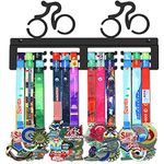 GENOVESE Cycling Medal Holder Display Rack,Cyclists Medals Hanger,Black Sturdy Steel Metal,Wall Mount Medals