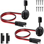 EXTRACTME 2 Pack SAE Power Socket Sidewall Port, 10AWG Weatherproof SAE Quick Connect Solar Panel Flush Mount Connector Plug Cable with 2 SAE Adapter and 8 Screws for Solar Generator Battery Charger