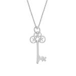 Silverly Women's 925 Sterling Silver Filigree Key Pendant Necklace, 18"