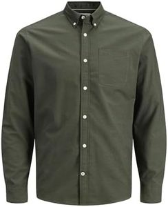 JACK & JONES Jjeoxford Shirt L/S S21 Noos Chemise, Forest Night/Fit : Slim fit, M Hommes
