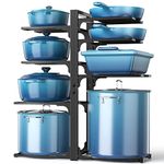 ORDORA Pots and Pans Organizer: under Cabinet, 21" Height Heavy Duty 120LBS Pots Pans Organizer Rack for under Cabinet 8-Tier Adjustable for Big Stockpots, Dutch Ovens, Cast-iron Pans, Heavy Cookware