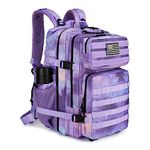 KXBUNQD Military Tactical Backpack 45L Hiking Backpacks Men Women Molle Army BackPack Daypack for Camping Fishing Travel, Purple Stars, X-Large, 900d Oxford Waterproof Fabric