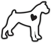 Boxer Dog Love Heart Vinyl Decal Sticker - 5 x 4 Inches - White on Black Background - KCD3376