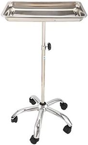 Konmee Upgraded Mayo Instrument Stand with Mobile 5 Caster Base Mobile Medical Doctor Tattoo Spa Salon Service Instrument Procedure Trays with Lift Out Work Tray