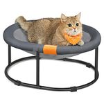 FEANDREA Cat Bed, Cat Perch, Breathable Small Dog Bed with Removable Washable Mesh, for Sleeping Pets up to 20 lb, Free-Standing Elevated Pet Hammock Bed Couch for Indoors, Outdoors, Oval, Gray