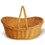 Wald Imports - Large Light Brown Hand Woven Wicker Basket for Storage with Handles - Woven Basket - Wicker Baskets for Picnics, Easter, Organizing, and More (20 x 7.5 inches)