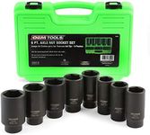 OEMTOOLS 37320 8 Piece 1/2 Inch Drive Axle Nut Socket Set, 6 Point Metric Set, 29mm, 30mm, 32mm, 34mm, 35mm, 36mm, 38mm, and 39mm Hex Socket Set with Case