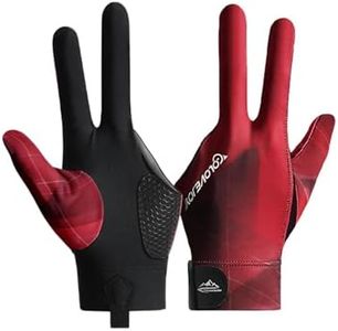 Wnddle Pool Glove Left Hand, Billiard Pool Gloves for Left Hand 3 Finger, Snooker Cue Sport Glove Popular, Billiards Glove, Sizes for Men & Women (Red)