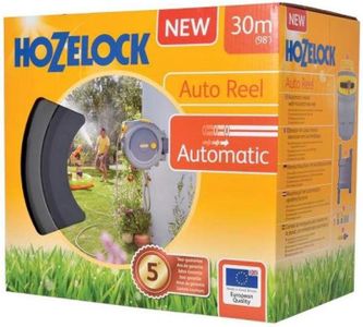 Hozelock Auto Reel 30m Wall-Mounted Hose Reel – Auto-Rewind, Nozzle & Fittings Included