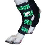 Paw Empire - Pair of Dog Leg Braces, Ultra Supportive, Comfortable, Dual Metal Springs, Hind Leg Wraps, Canine Hock Brace for Joint Arthritis, Assists Injury & Sprains (Dark Green Dog Bone, Large)