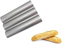 Nonstick French Baguette Pans for Baking 1 Pack 3 Wave Perforated French Bread Pan Baguettes Bakery Tray Toast Cooking Oven Toaster Pan Loaf Bake Mold for Loaf Bread Baking Molding (3 Wave Silver)