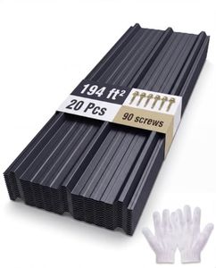 Garvee Ribbed Metal Roofing Panels, 195 Ft², 70.9'' L x 19.8'' W, 20 Pcs, Black