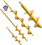 NAFOGAR Garden Auger Drill Bit for Planting - Pack of (4) - Garden Ground Earth Post Hole Digger Drill Auger for Gardening Bulb Bedding Digging Plant Rapid Planter for 3/8in Hex Drill (Yellow)