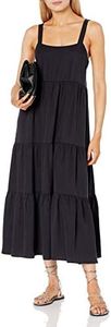 The Drop Women's Britt Tiered Maxi Tent Dress, OffBlack, S