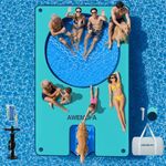 AWEMUFA Inflatable Floating Dock with Mesh Water Hammock and Dog Ramp