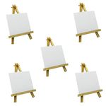 Eduway 6 Inch Mini Wooden Display Easel Tripod Stand for/Sketch Accessories/Natural Craft/Art/Painting/Mini Canvas/Photo Frame/Business Card/Display with 5x5 Inch Canvas-(10 PCS)