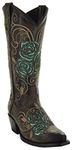 Soto Boots Turquoise Rose Country Cowgirl Boots M50032, Brown, 9.5