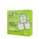 Simply Bambu 100% Bamboo Toilet Paper, 9 Rolls, 2 ply, Organic, 500 Sheets, Plastic-Free, Hypoallergenic, Tree Free Eco Friendly Toilet Paper