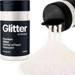 Hemway Mother Of Pearl Iridescent Glitter Ultrafine 130g/4.6oz Powder Metallic Resin Craft Glitter Flake Sequins for Epoxy Tumblers, Hair Face Body Eye Nail Art Festival, DIY Party Decorations Paint