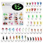 Ice Fishing Jigs Ice Fishing Lures Kit Jig Head Hook Set Crappie Jigs Panfish Jigs Ice Fishing Gear with Storage Box for Winter Fishing Jigging Walleye