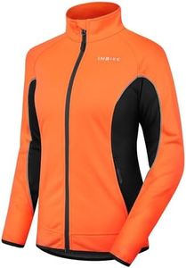 INBIKE Women's Cycling Jacket Biking Running Windbreaker Thermal Fleece Lined Reflective Coat for Cold Weather Winter Orange Medium