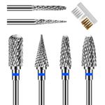 CGBE Nail Cutter Bits, 6 Piece Nail Cutter Tips Grinding Heads Carbide Machine Accessories for Manicure Remove Acrylic or Hard Gel Polygel, 3/32 Inch Professional Bits for Nail Cutter.