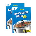 32 Counts Slow Cooker Liners Small Size(11 x 16 Inch) Kitchen Disposable Cooking Bags Fits 1 to 3 Quarts Safe for Oval or Round Pot -2Pack