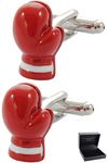 COLLAR AND CUFFS LONDON - PREMIUM Cufflinks WITH PRESENTATION GIFT BOX - Boxing Glove - Sport Ring Fight Referee Punch - Red Colour