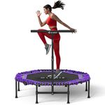 CLORIS 40''/48'' Foldable Fitness Trampoline - Max Load 400lbs / 450lbs, Rebounder with Adjustable Foam Handle Indoor/Outdoor Fitness Body Exercise (48'' Purple)