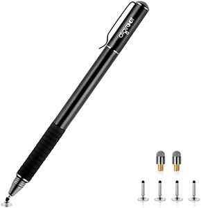 Digiroot Universal Stylus,[2-in-1] Disc Stylus Pens for All Touch Screens Cell Phones, iPad, Tablets, Laptops with 6 Replacement Tips(4 Discs, 2 Fiber Tips Included) - (Black)