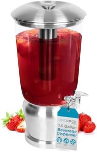 BirdRock Home 1.5 Gallon Stainless Steel Beverage Dispenser with Ice Container, Stand & Spigot - Round - BPA Free Clear Acrylic